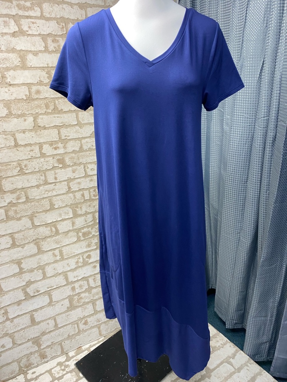 Cuddl Duds Royal Blue V-Neck Short Sleeve Sleep Gown